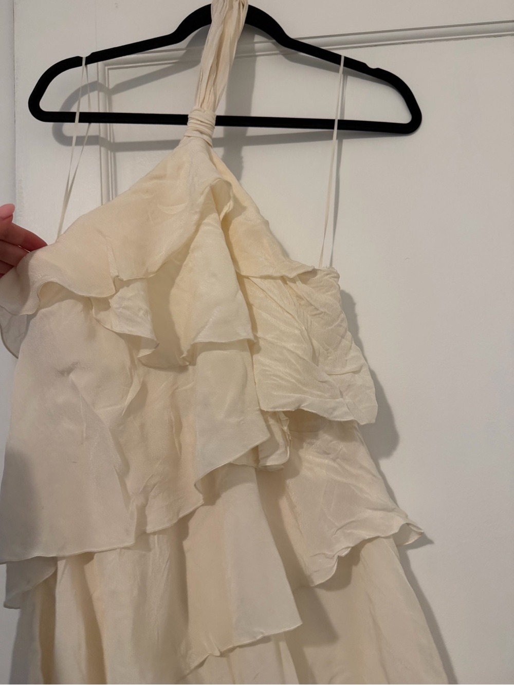 Zara Cream Ruffled Backless Halter Dress - Picture 2 of 4